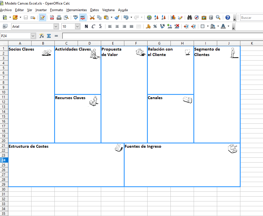 modelo Canvas plantilla excel