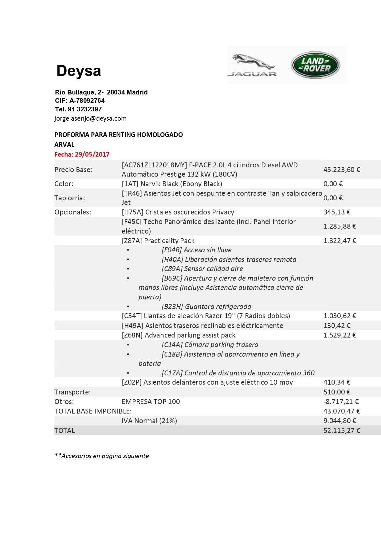 factura proforma renting