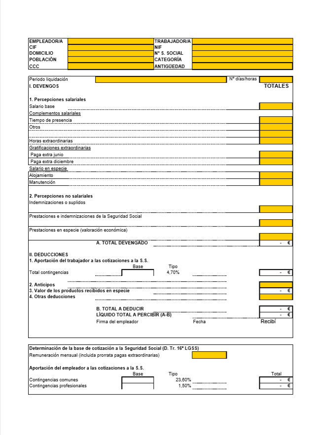 Plantilla Modelo De Nómina 2020 2021 Asesorías 0986