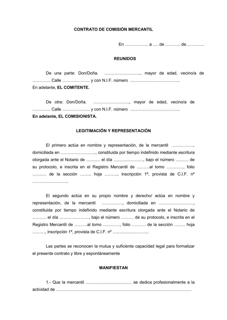 El Contrato De Comisión Mercantil Asesorías 1631