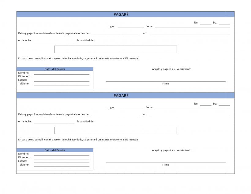 Modelo De Pagaré Con Plantillas Para Rellenar Asesorías 5819