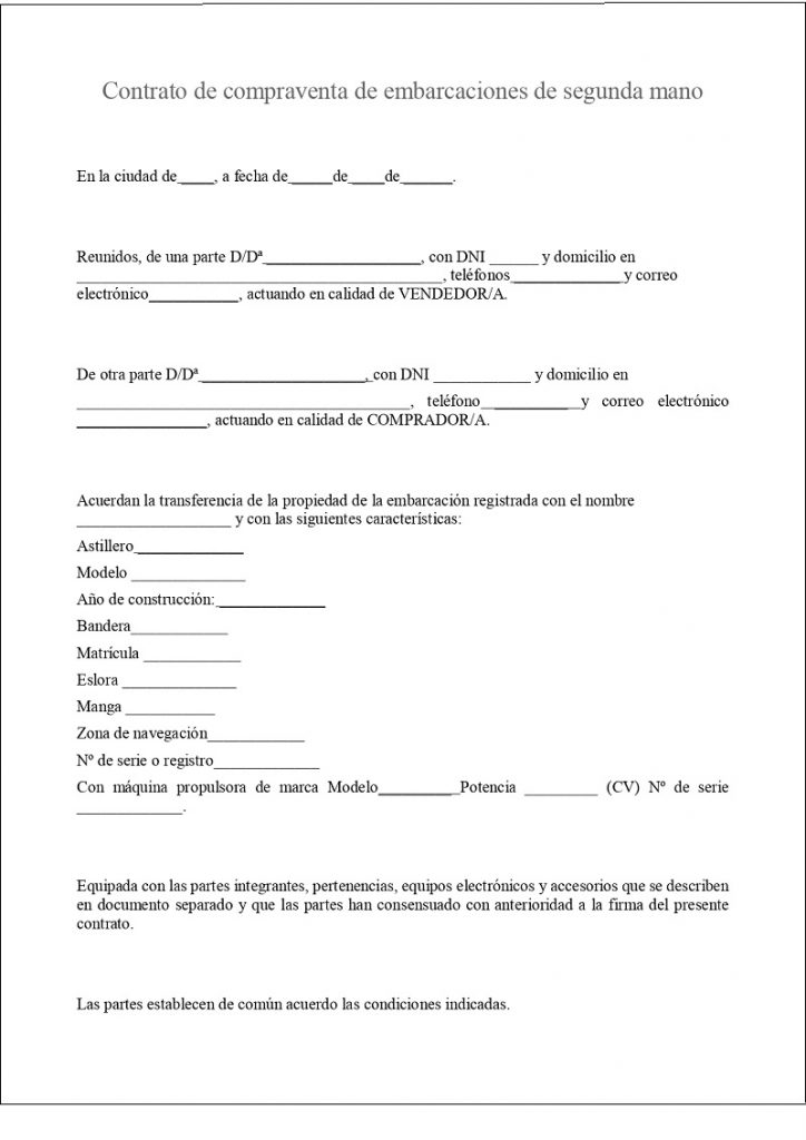 Contrato De Compraventa De Barco Con Modelos Y Plantillas Asesorías 9294